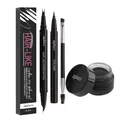 Kit de maquillaje profesional zephoco para cejas negras con lápiz pincel y pomada - Negro