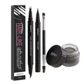 Set de maquillaje para cejas Zephoco gris profesional con pomada, lápiz y pincel. - Gris