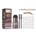 Kit de sello para cejas EELHOE marrón medio con 10 plantillas y dos pinceles de maquillaje - Set Marrón Medio - En Caja