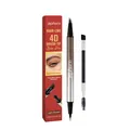 Zephoco dual-head 4D brush-tip waterproof brow pen in light brown with packaging - 0.6ml / Tan