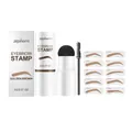 Kit de sello para cejas Zephoco marrón dorado con 10 plantillas y cepillo de diseño - Set de 2g (Incluye 10 Plantillas + 1 Pincel) / Marrón Dorado