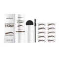 Kit timbro per sopracciglia professionale Zephoco marrone scuro con dieci stencil e pennello - Set Timbro (Timbro, 10 Mascherine, Pennello) / Marrone scuro