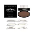 Zephoco dark brown waterproof eyebrow powder stamp set with six stencil shapes - Eyebrow Powder 6g + 3 Pairs Stencils / Dark Brown