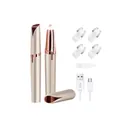 Set de depilador de cejas eléctrico portátil con cable de carga USB y 4 cabezales - 1 Pieza / Champán dorado