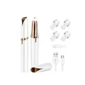 Kit de recortador de cejas eléctrico recargable con cuatro cabezales y cable de carga USB - 1 Pieza / Blanco