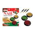 Nymixa Weihnachts-Edition 3-Farben Nagel-Chrompulver-Set mit Spiegeleffekt für DIY-Nagelkunst - 3 Chrompuder + 3 Schwammstäbchen