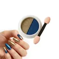 Set tweekleurig chroom spiegel nagelpoeder in goud en blauw met spons applicator - 1 Stuk