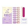 Nymixa 16pcs gel nail strips kit with lilac flower patterns and full manicure tools - Nail Sticker Set (16 Pieces)