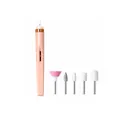 Portable electric nail drill kit in pink finish with 5 professional interchangeable bits - 5 Grinding Heads Set / Pink