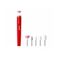 Portable red electric nail drill set with five professional interchangeable polishing heads - 5 Grinding Heads Set / Red