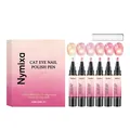 Nymixa 6-color cat eye nail polish pen set featuring pink gradient packaging box - 6 Cat Eye Nail Polish Gel Pens, 1 Magnet