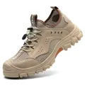 Zapatos de seguridad caqui con punta de acero y malla transpirable de alta resistencia - 41 / Estilo 1006 Puntera de Acero y Kevlar (1006) / Beige