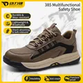 Brown leather insulated safety work shoes with smash-proof and puncture-proof soles - 36 / Model 385 10KV Anti-Smashing Anti-Puncture Insulated Style / Brown