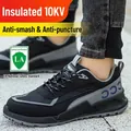 Zapatos de seguridad aislados 10kV para hombres con puntera de acero y antipinchazos - 36 / Estilo Negro Aislado 10kV Anti-Aplastamiento y Anti-Perforación