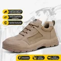 10KV insulated cowhide leather safety work shoes with puncture-proof sole in khaki - 36 / Anti-Smashing Anti-Puncture Insulated Style