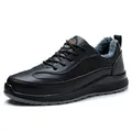 Durable black insulated work safety shoes with steel toe cap and warm grey fur lining - 35 / 6047 10kV Insulated Plush Style / Black