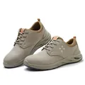 Professional beige suede safety work shoes with steel toe and puncture resistance - 35 / 6049 10kV Insulated Style (6049) / Khaki
