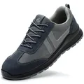 Grey and blue breathable safety work shoes with 10kv insulation and steel toe protection - 35 / 6053 10kV Insulated Anti-Smashing Style / Deep Blue and Gray Splicing