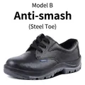 Saina black leather safety shoe with steel toe and smash-proof protection for work - 35 / Smash-Proof Model (GL0516-B)