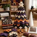 DIY quilted fabric Christmas tree kit with Halloween patterns and knit ghost topper detail - Ghost Halloween Theme