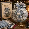 Πλήρες DIY σετ χριστουγεννιάτικης μπάλας patchwork με χιονάνθρωπο και υφάσματα - Θέμα Χιονάνθρωπος