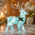 Decorazione natalizia a forma di renna luminosa in resina stile vetro marino - Alce