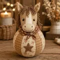 Rustic quilted fabric horse doll ornament with patchwork floral patterns and star detail - Fabric Horse (I)