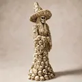 Dark gothic skeleton witch resin figurine for Halloween desktop and party decoration - White