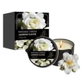 Scented jasmine massage oil candle with premium black packaging and a white flower - Jasmine / 57g / Black