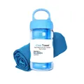 Asciugamano rinfrescante blu cielo in bottiglia portatile per lo sport. - 30x90cm / Celeste