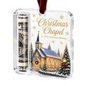Decorative acrylic Christmas chapel ornament featuring a 3D snowy winter church scene - Castle