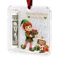 Christmas elf money holder hanging ornament with North Pole special delivery design - Elf