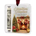 3D Christmas Fireplace acrylic hanging ornament with cozy holiday scene and red ribbon - Fireplace