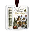 Christmas ornament money holder featuring festive 'Home for the Holidays' snow house design - Snow House