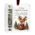 Festive acrylic Christmas money holder ornament featuring a cute Rudolph design - Deer