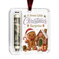 Gingerbread man acrylic Christmas ornament with money holder slot and red ribbon - Gingerbread Man