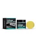 Jue Fish leather care cream for furniture and sofa cleaning, 50g jar with sponge - 50g + Sponge