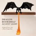 Lámpara de dragón que escupe fuego impresa en 3D decoración para estantería luz cálida - Adorno de Rincón del Libro Llama de Dragón