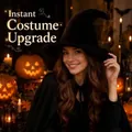 Close-up of a black knitted wizard hat with a textured finish for a Halloween costume - Black