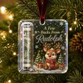 Detailed view of acrylic Christmas money clip ornament with cute reindeer design - Reindeer