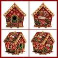 Vues détaillées de maisons de Noël festives en perles DIY avec motifs de flocons. - Style Chaussette de Noël / Art de Perle DIY