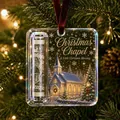 Festive acrylic Christmas Chapel money holder ornament for holiday tree decoration - Church