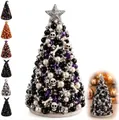 Kit de sapin de Noël en perles Halloween avec ornements de crâne et accents violets - Crâne
