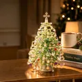 Detailed view of a DIY beaded Christmas tree kit in a warm, festive home setting. - Green Beaded Christmas Tree