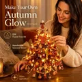 Handmade DIY beaded autumn glow tree kit with warm LED lights and maple leaves decoration - Maple Leaf Christmas Tree