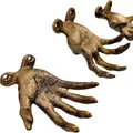 Vintage hand shaped wall hooks with bronze metallic finish for Halloween home decor - Set of 3 / Gold