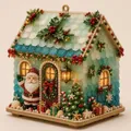 Vista dettagliata della casa di Natale in vetro marino costiero con decori festivi - Stile Babbo Natale (A)