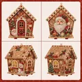 Detail view of DIY pearl art Christmas ornaments showing Santa and snowman designs. - Santa Claus