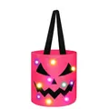 Pink LED Halloween candy bucket with glowing pumpkin face pattern - Pink