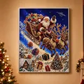 Vista detallada del kit de pintura de diamante de Navidad con Papá Noel en su trineo - Papá Noel Alce